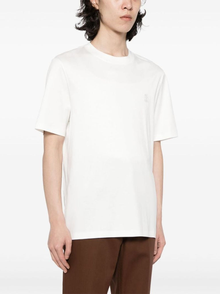 White Logo-embroidered Cotton T-shirt