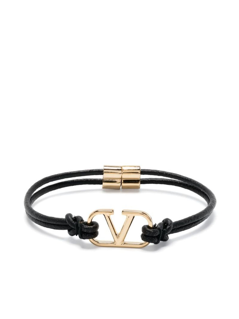 Black Vlogo Signature Leather Bracelet