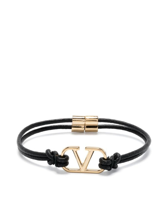 Black Vlogo Signature Leather Bracelet
