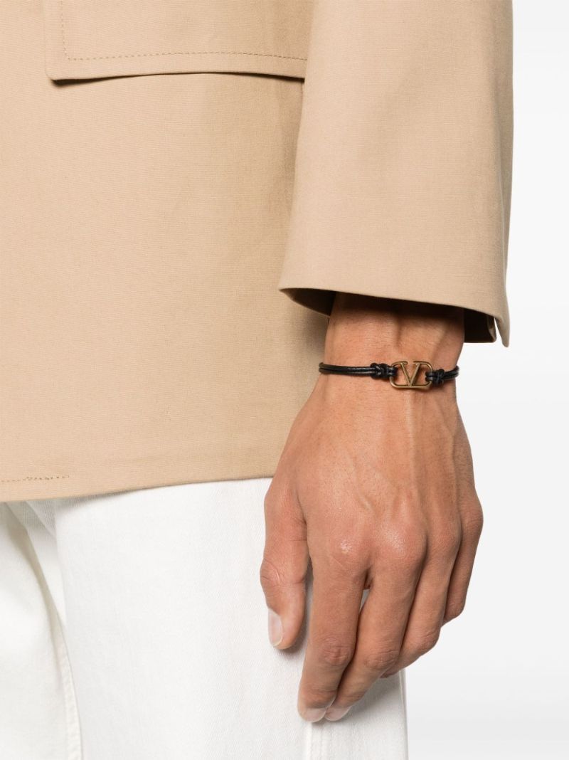 Black Vlogo Signature Leather Bracelet