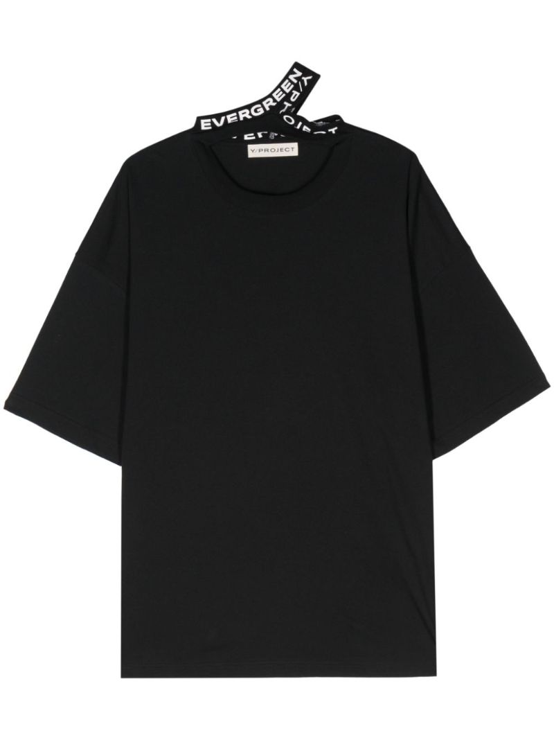 Black Triple Collar Organic-cotton T-shirt