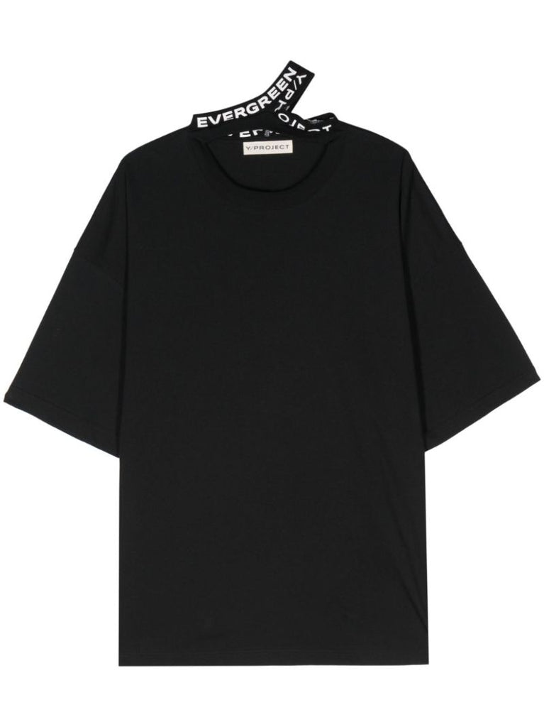 Black Triple Collar Organic-cotton T-shirt