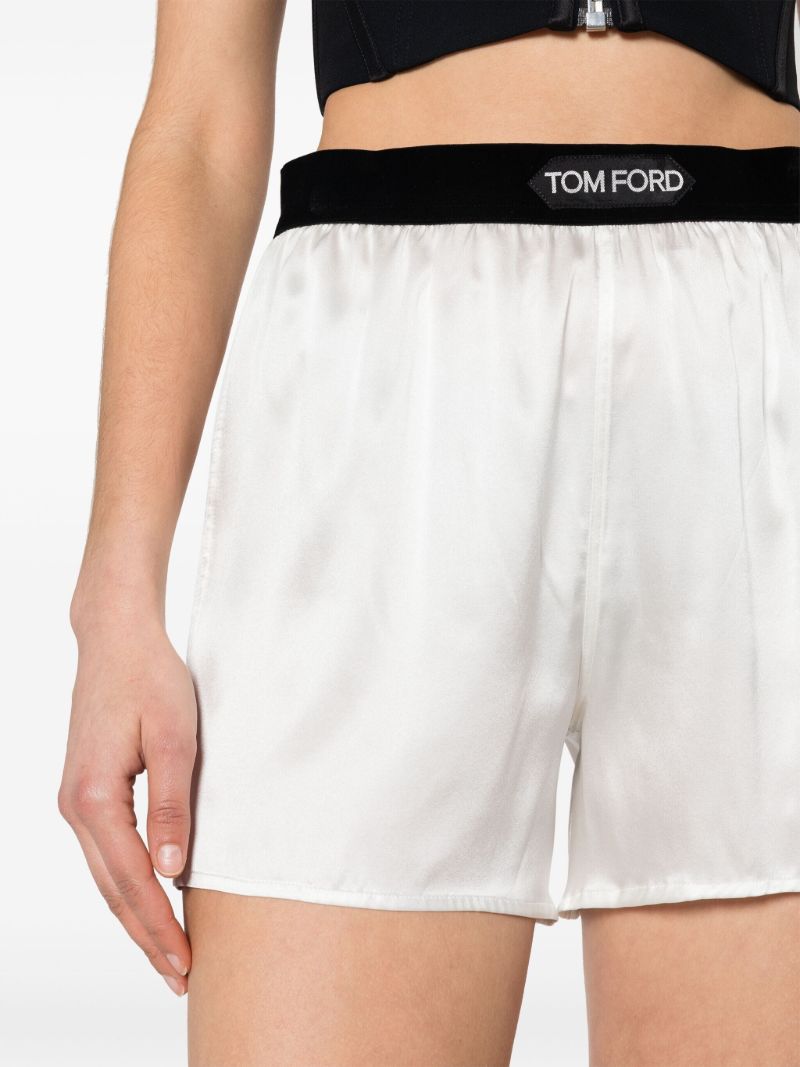 White Logo-appliquÃ_x0083_Â© Satin Shorts