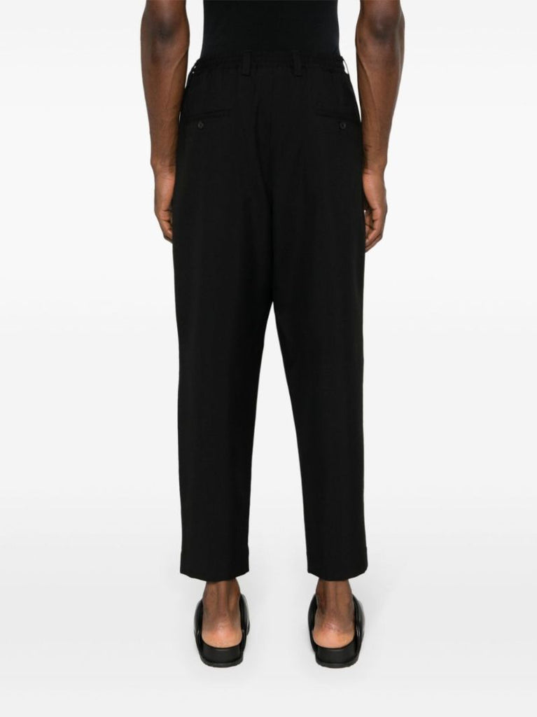 Black Cropped Virgin Wool Trousers