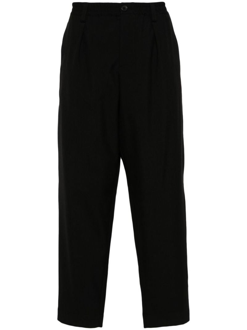 Black Cropped Virgin Wool Trousers