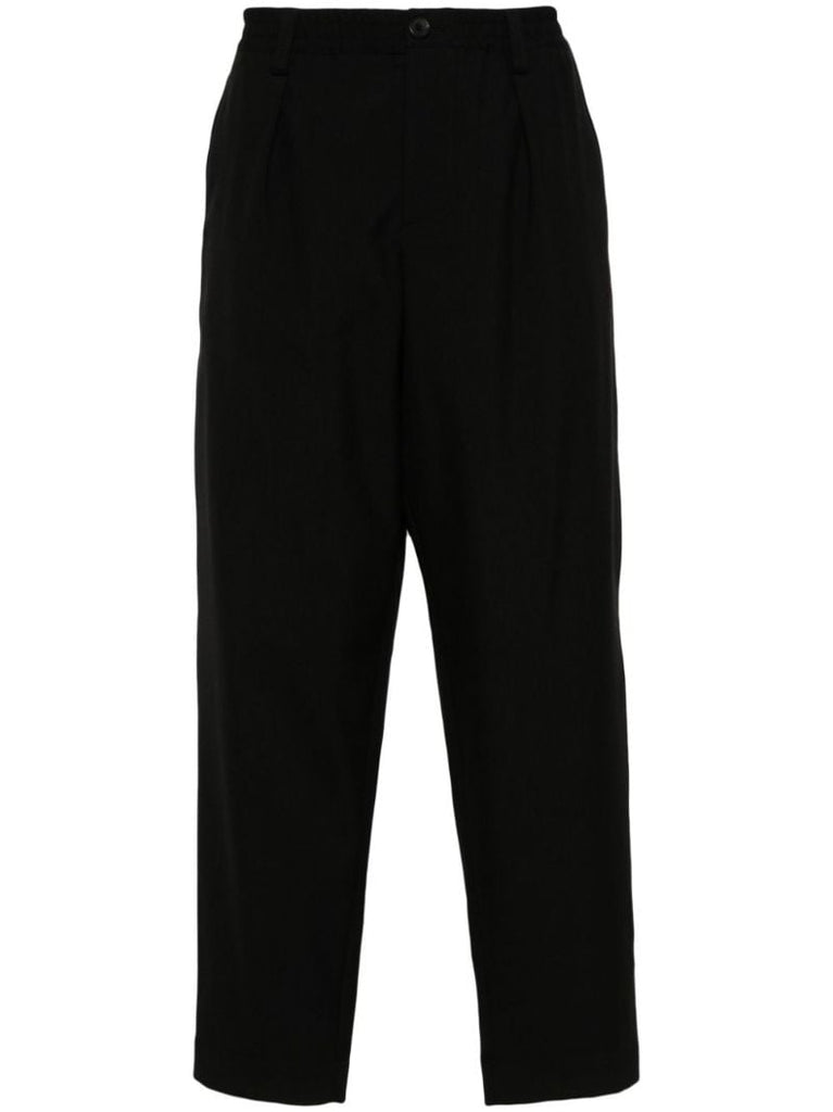 Black Cropped Virgin Wool Trousers