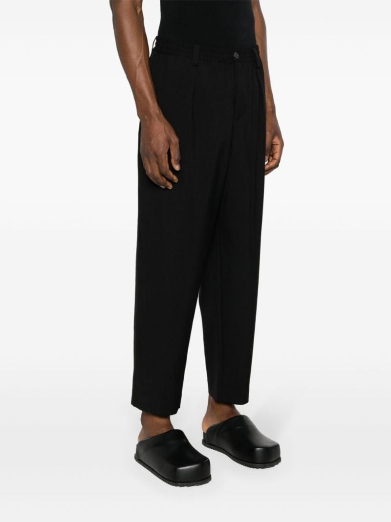 Black Cropped Virgin Wool Trousers