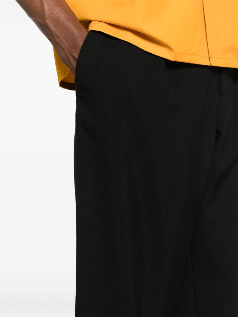 Black Cropped Virgin Wool Trousers