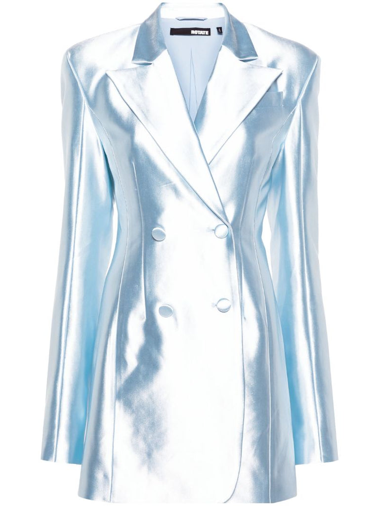 Blue Satin Blazer Dress
