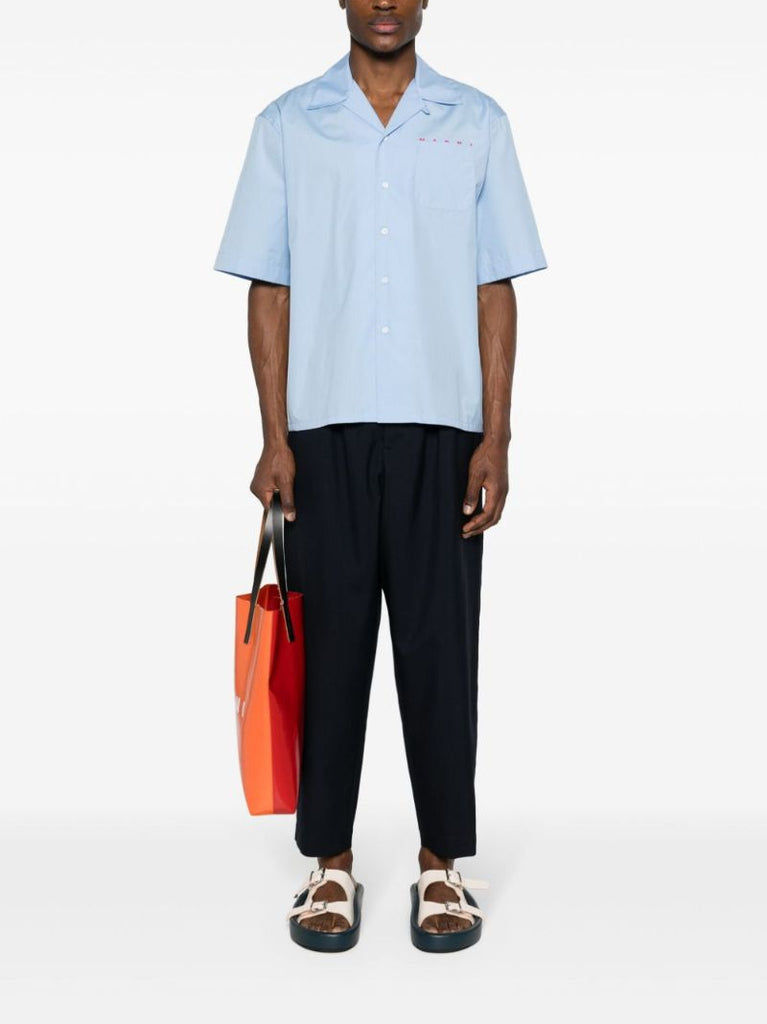 Blue Tapered Virgin Wool Trousers