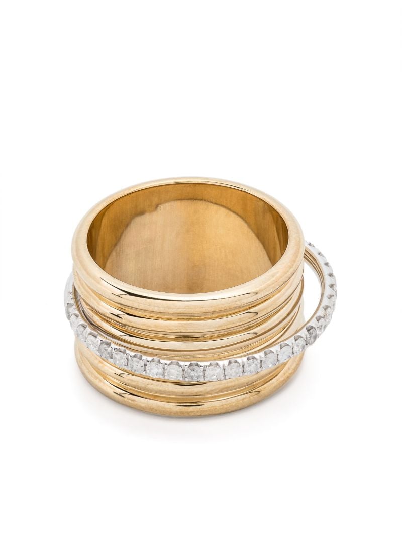 9k Yellow Gold Bague Semainier Diamond Ring