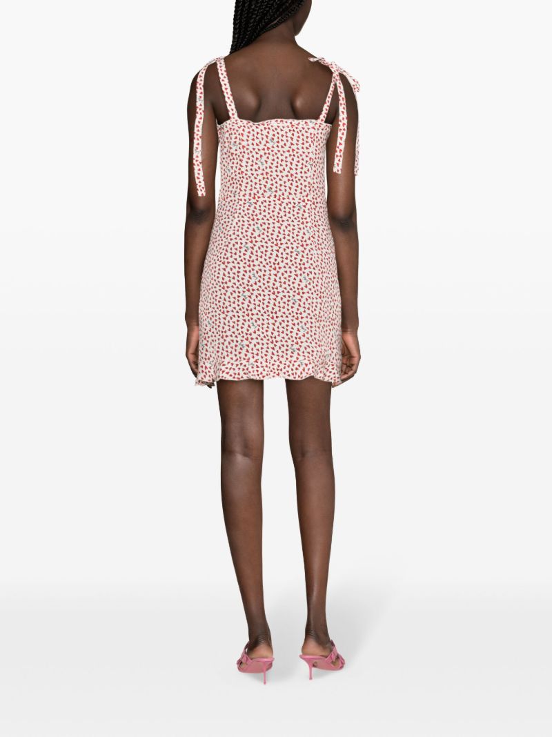 White Heart-print Ruffled Mini Dress