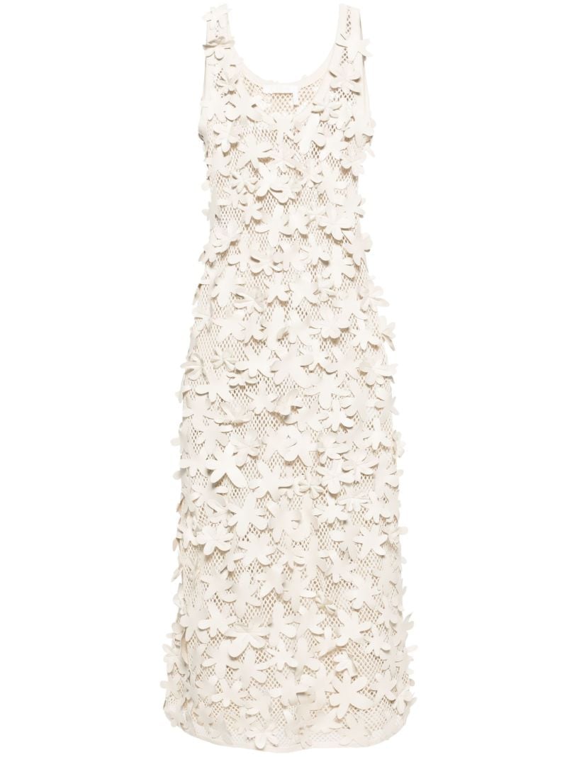 Neutral Floral-appliquÃ_x0083_Â©d Cotton Dress