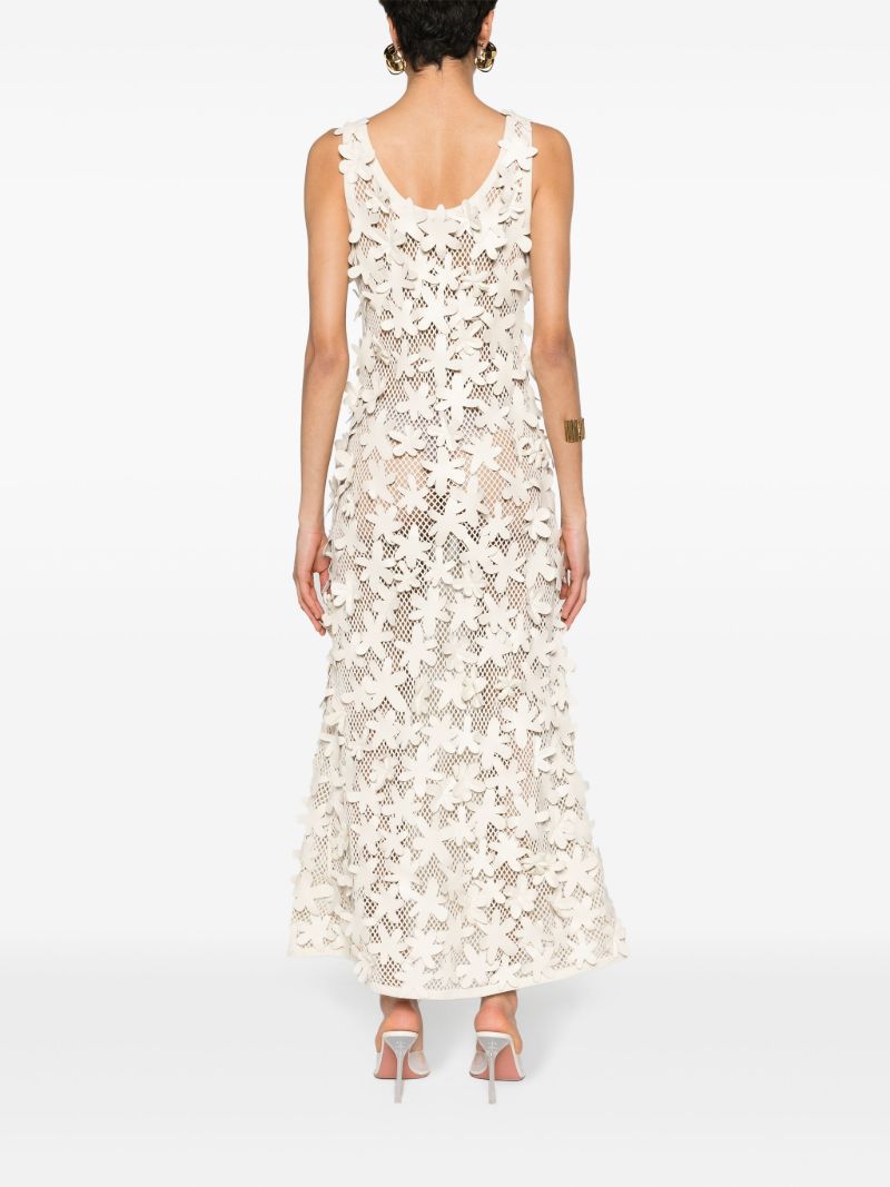 Neutral Floral-appliquÃ_x0083_Â©d Cotton Dress