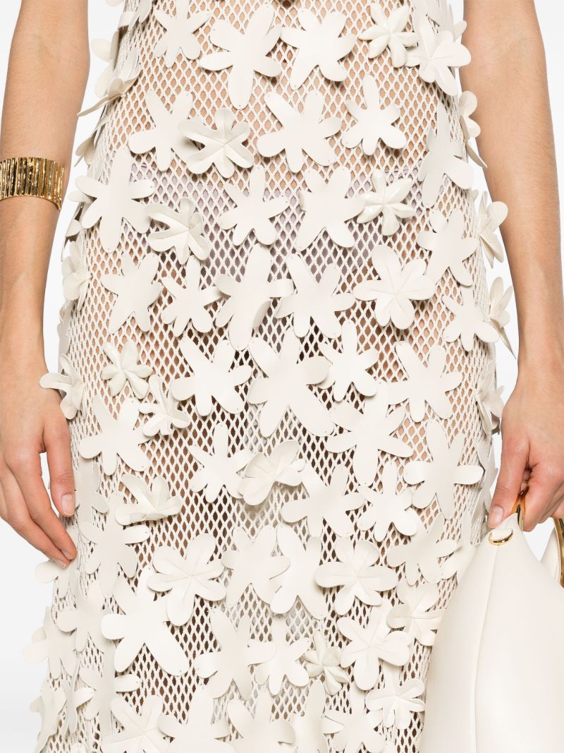 Neutral Floral-appliquÃ_x0083_Â©d Cotton Dress