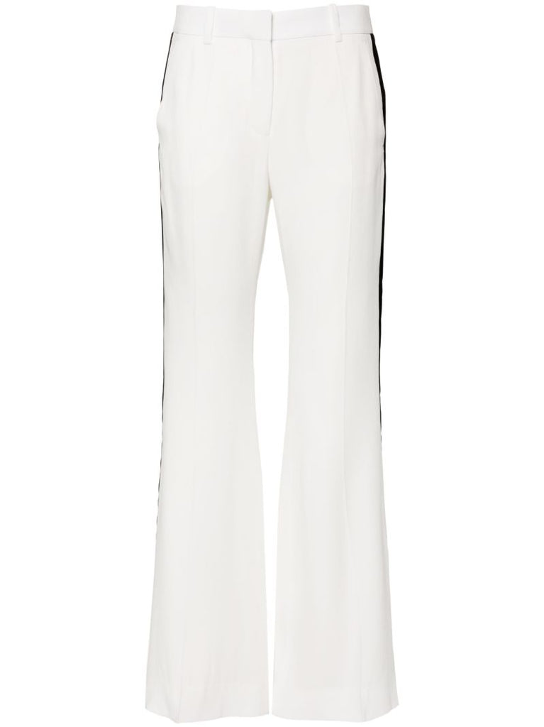 White Side-stripe Bootcut Trousers