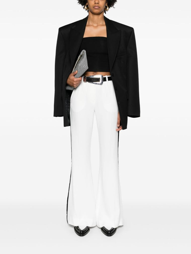 White Side-stripe Bootcut Trousers