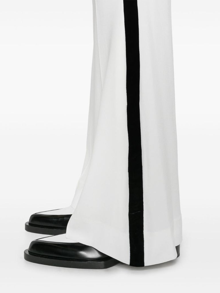 White Side-stripe Bootcut Trousers