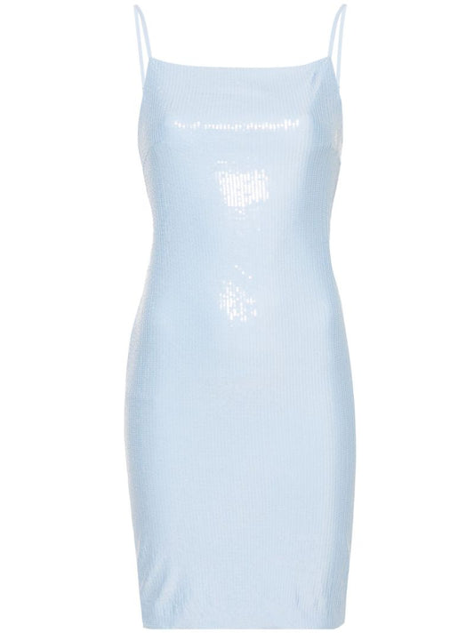Blue Sequin-embellished Mini Dress