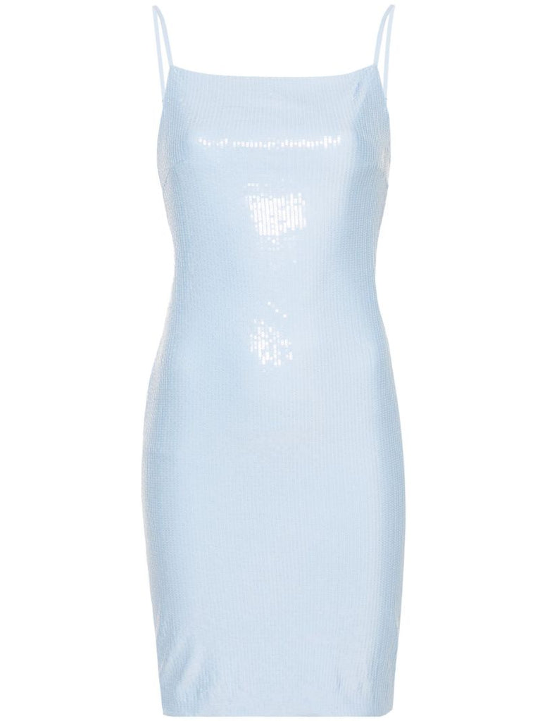 Blue Sequin-embellished Mini Dress
