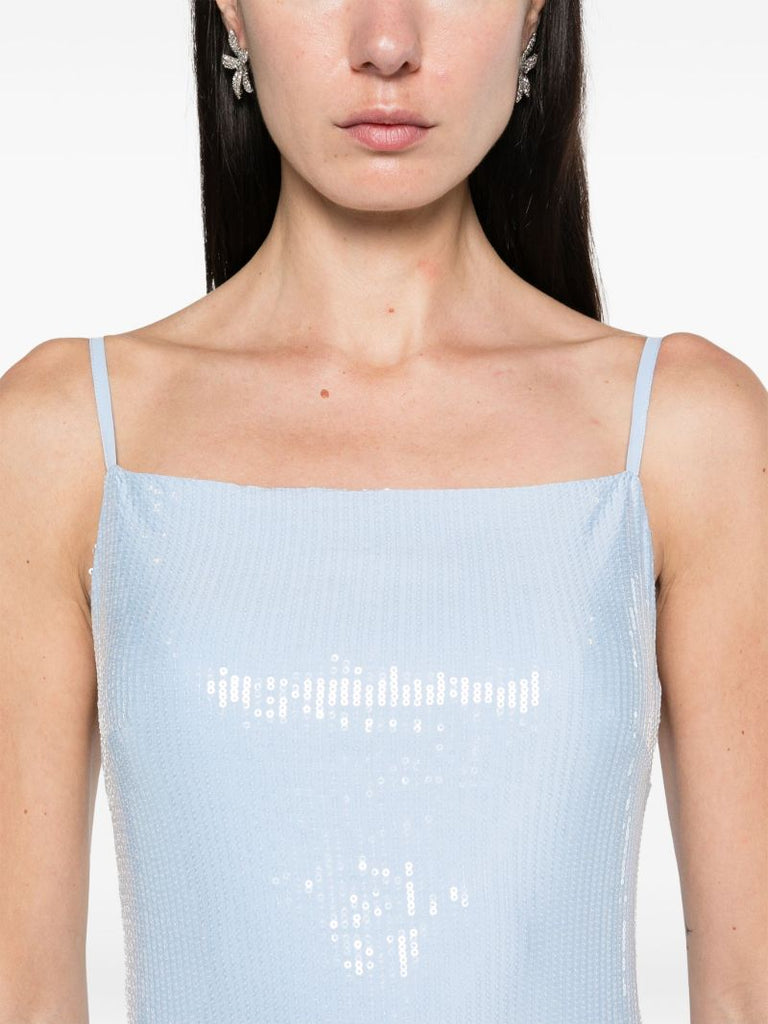 Blue Sequin-embellished Mini Dress