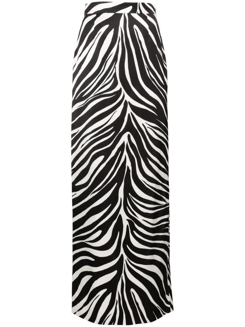 Black Zebra-print Column Skirt