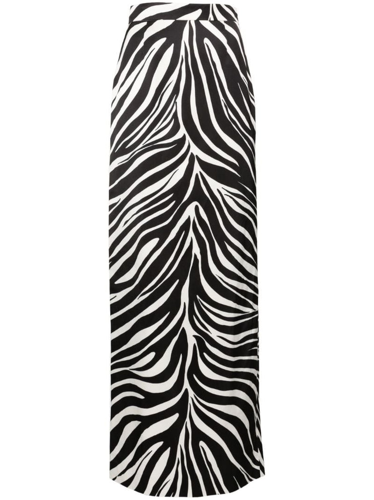 Black Zebra-print Column Skirt