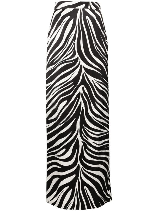 Black Zebra-print Column Skirt