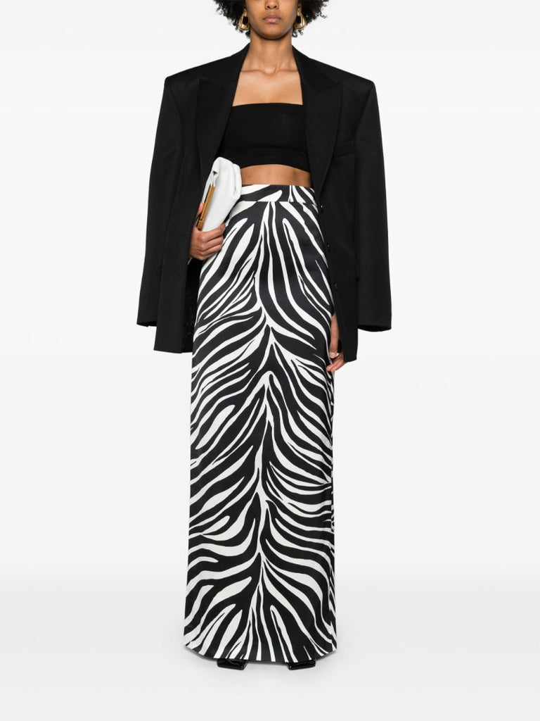 Black Zebra-print Column Skirt