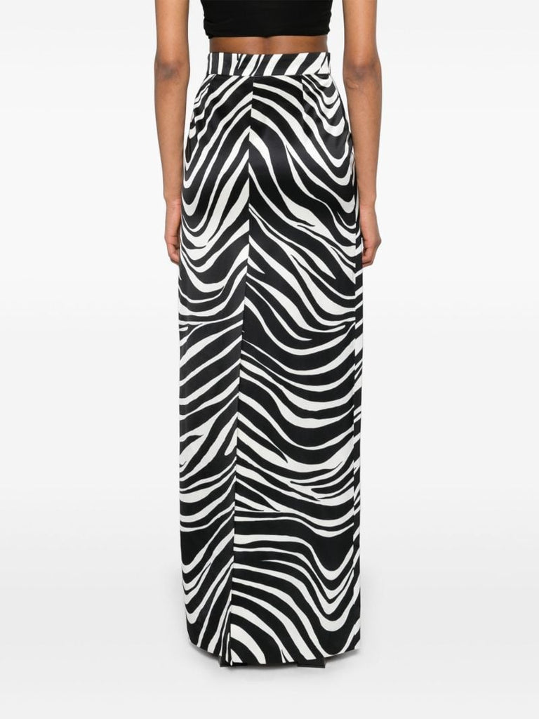 Black Zebra-print Column Skirt