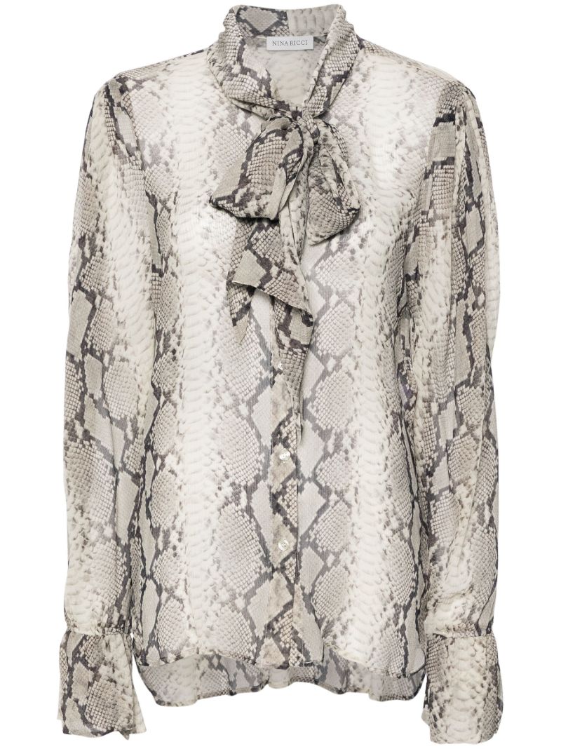 Neutral Snakeskin-print Silk Shirt