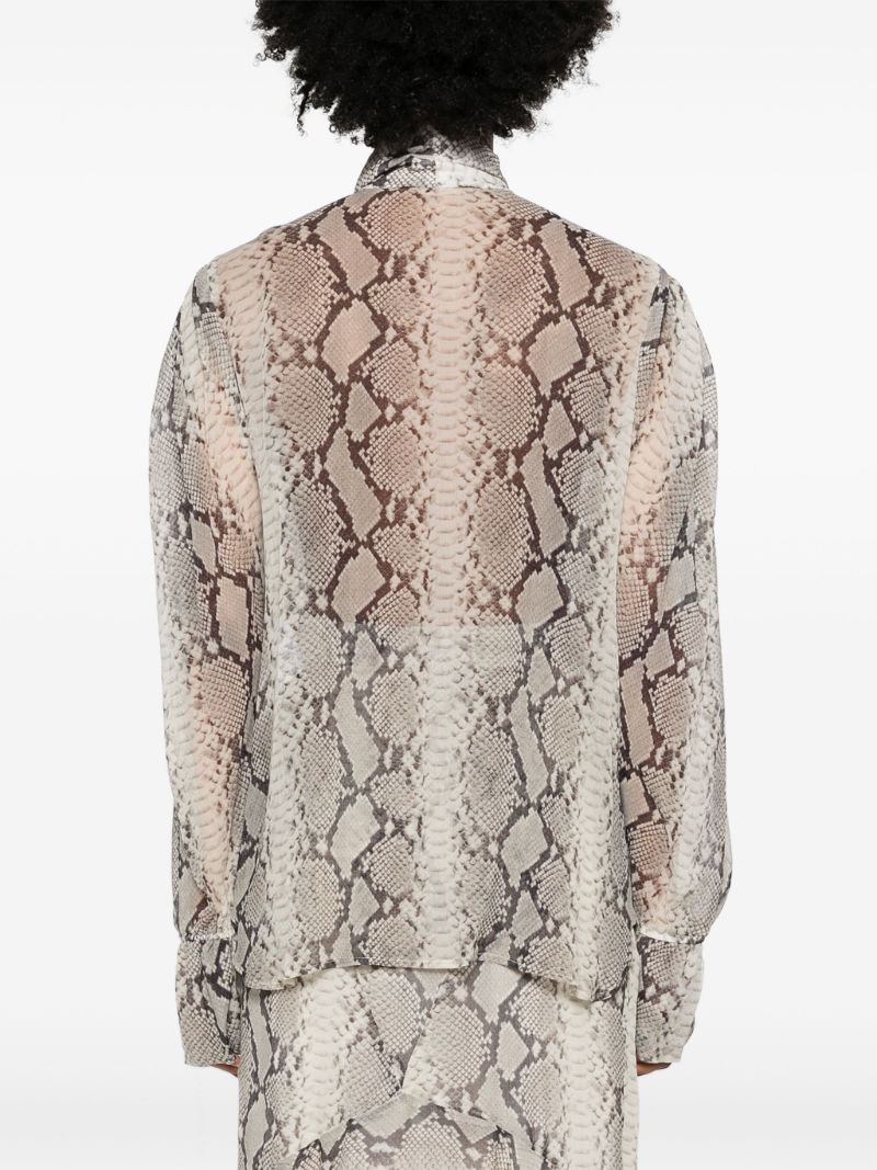 Neutral Snakeskin-print Silk Shirt