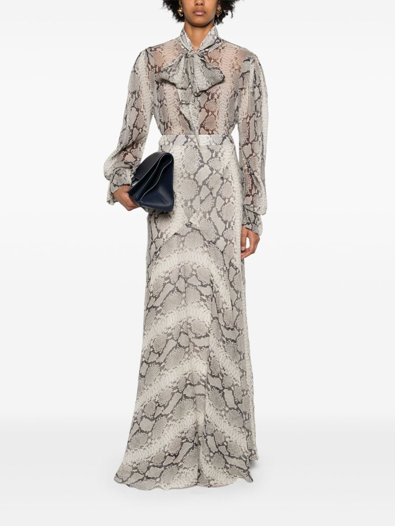 Neutral Snakeskin-print Silk Shirt