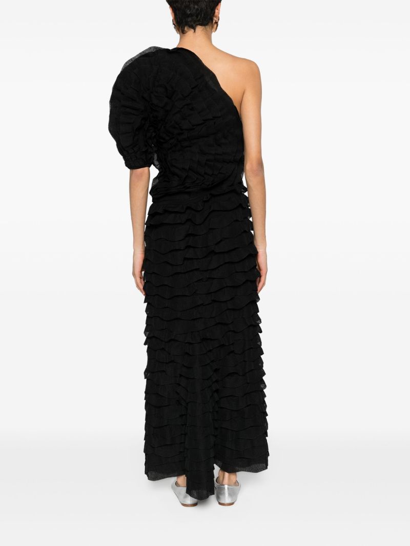 White Ruffled One-shoulder Dress