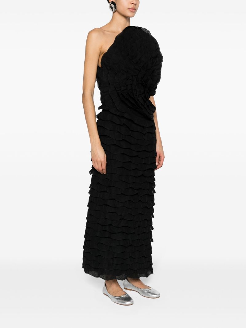 White Ruffled One-shoulder Dress
