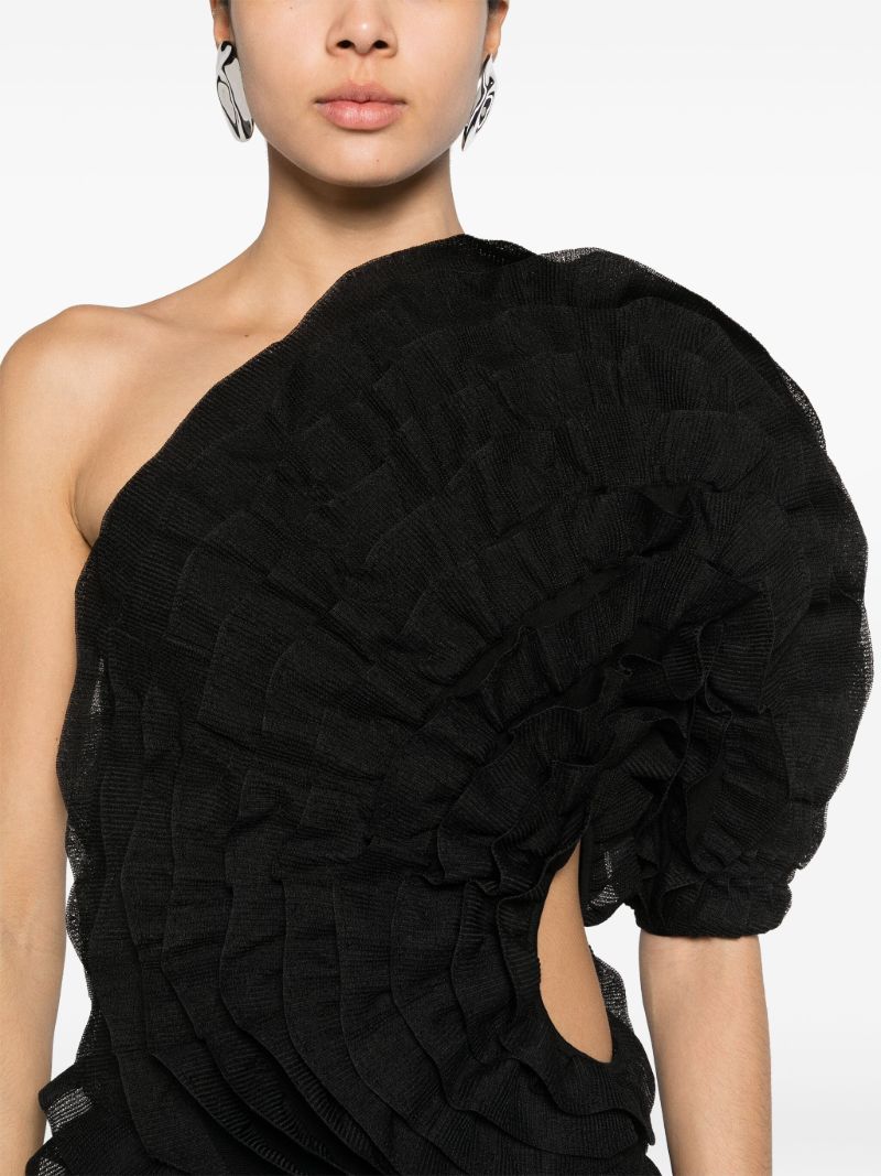 White Ruffled One-shoulder Dress