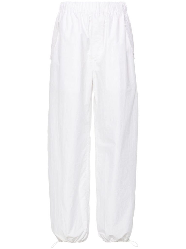 Elasticated-waist Straight Trousers