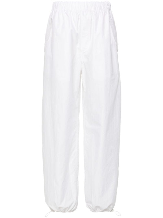 Elasticated-waist Straight Trousers