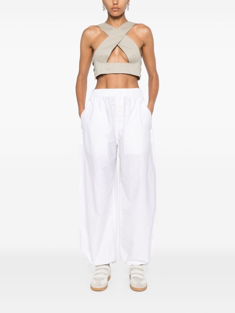 Elasticated-waist Straight Trousers
