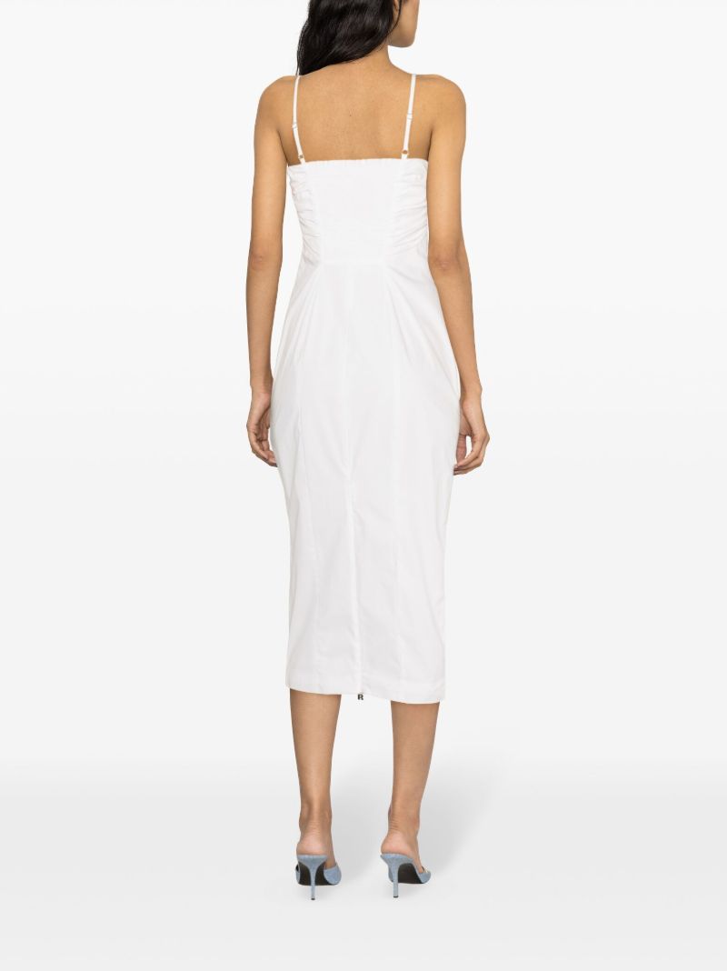 White Ruched Organic Cotton Dress