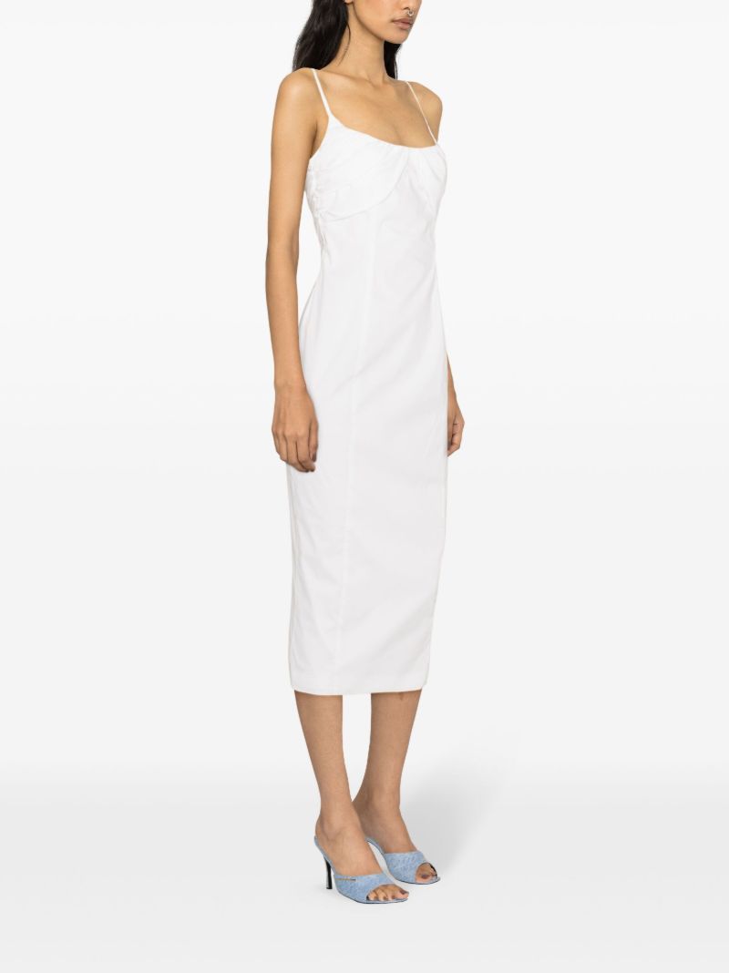 White Ruched Organic Cotton Dress
