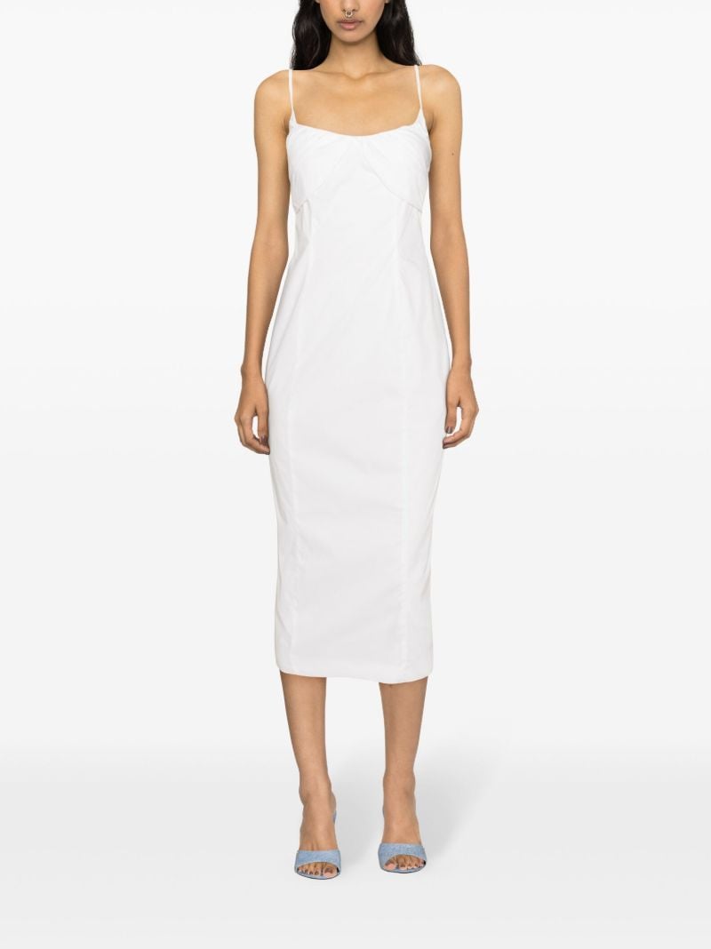 White Ruched Organic Cotton Dress