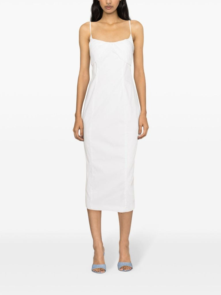 White Ruched Organic Cotton Dress