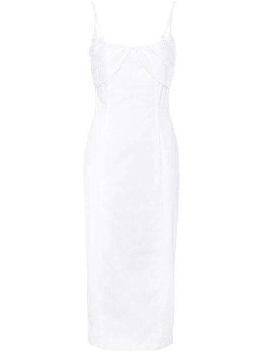 White Ruched Organic Cotton Dress