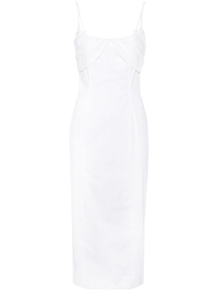 White Ruched Organic Cotton Dress