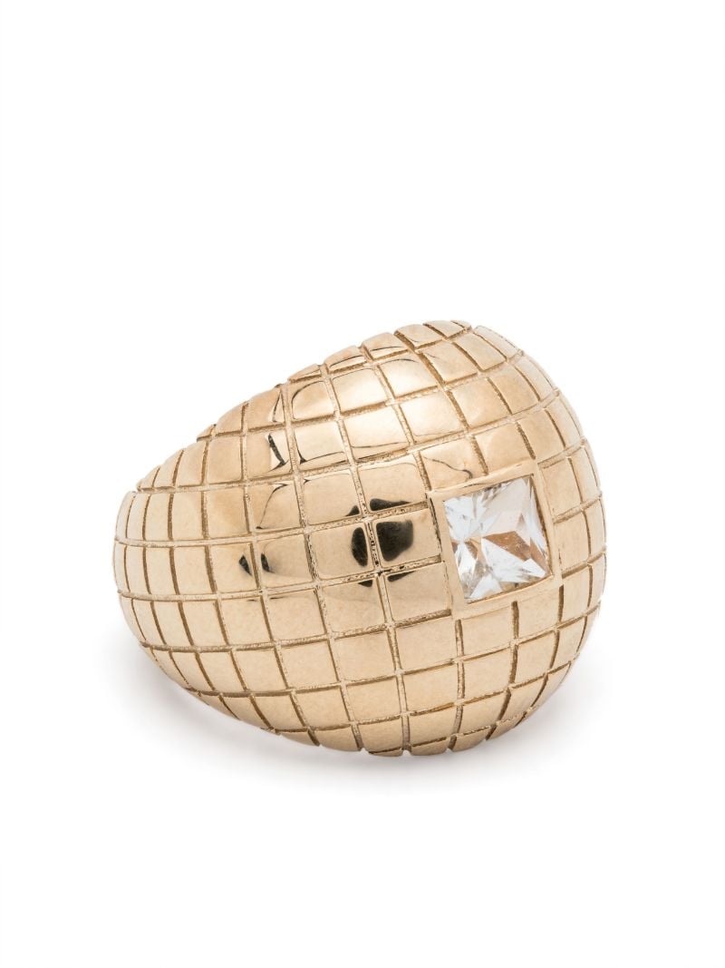 9k Yellow Gold Bague Boule Disco Topaz Ring