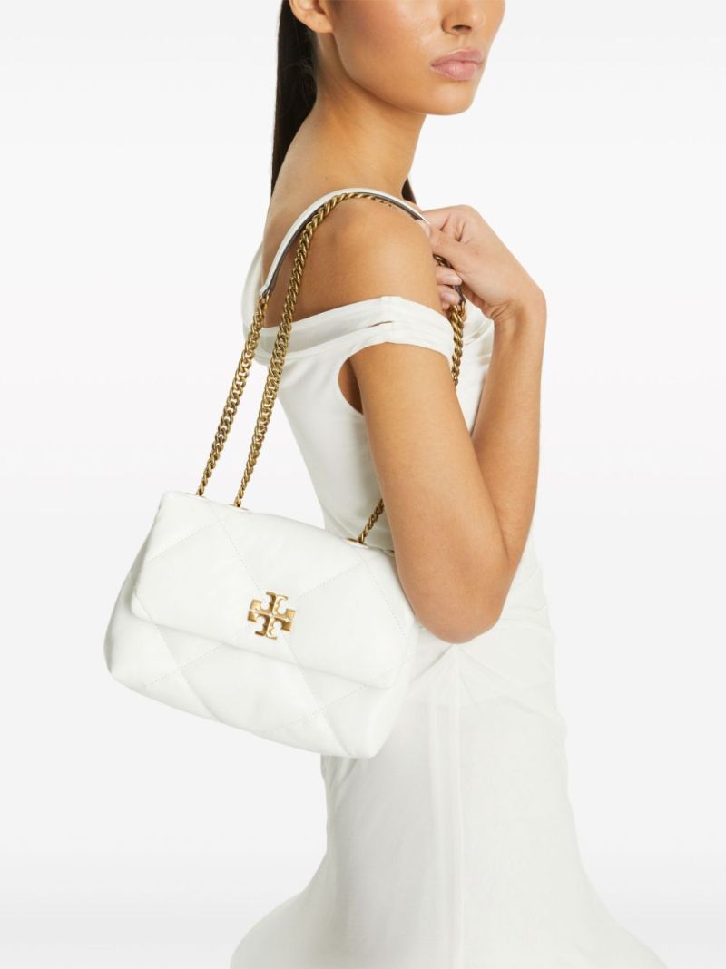 White Small Kira Quilted Shoulder Bag