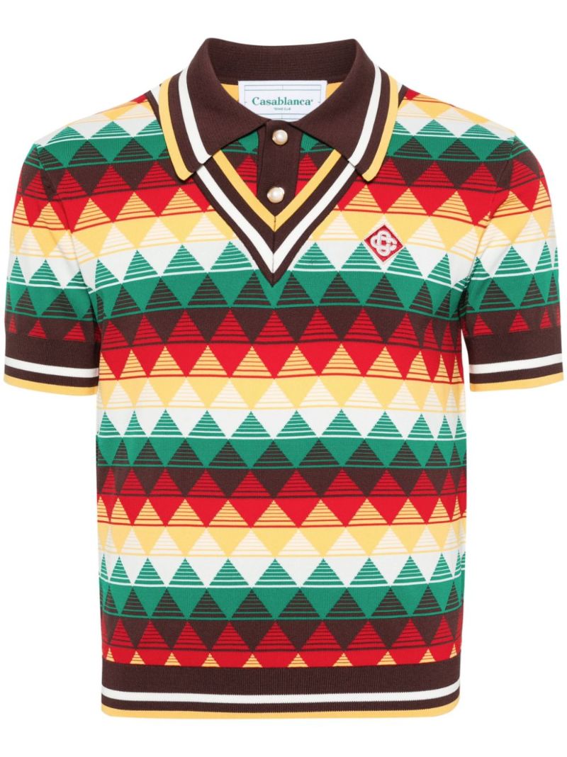 Multicolour Argyle-knit Polo Shirt