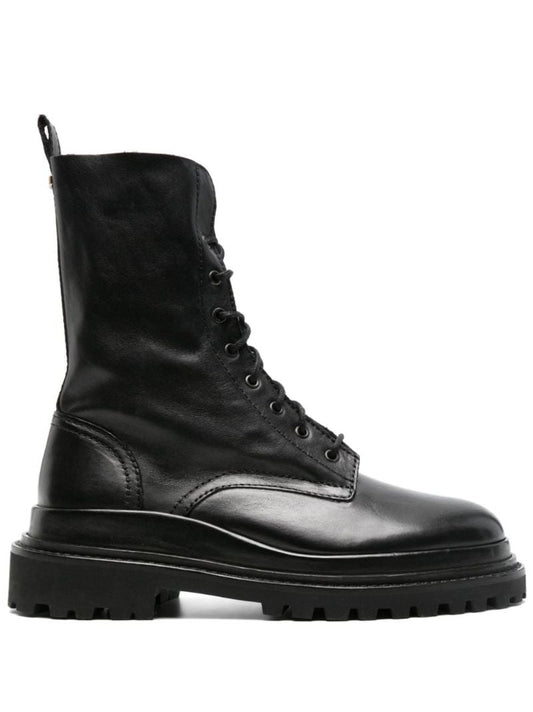Black Ghiso Leather Combat Boots