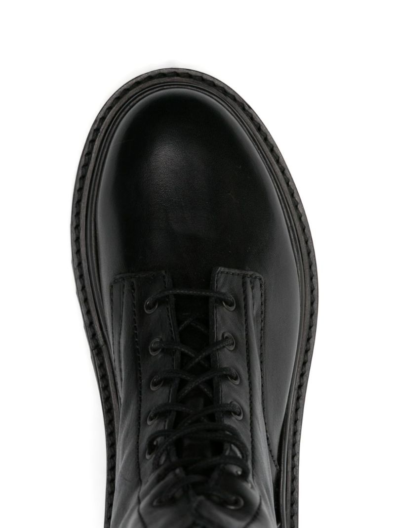Black Ghiso Leather Combat Boots